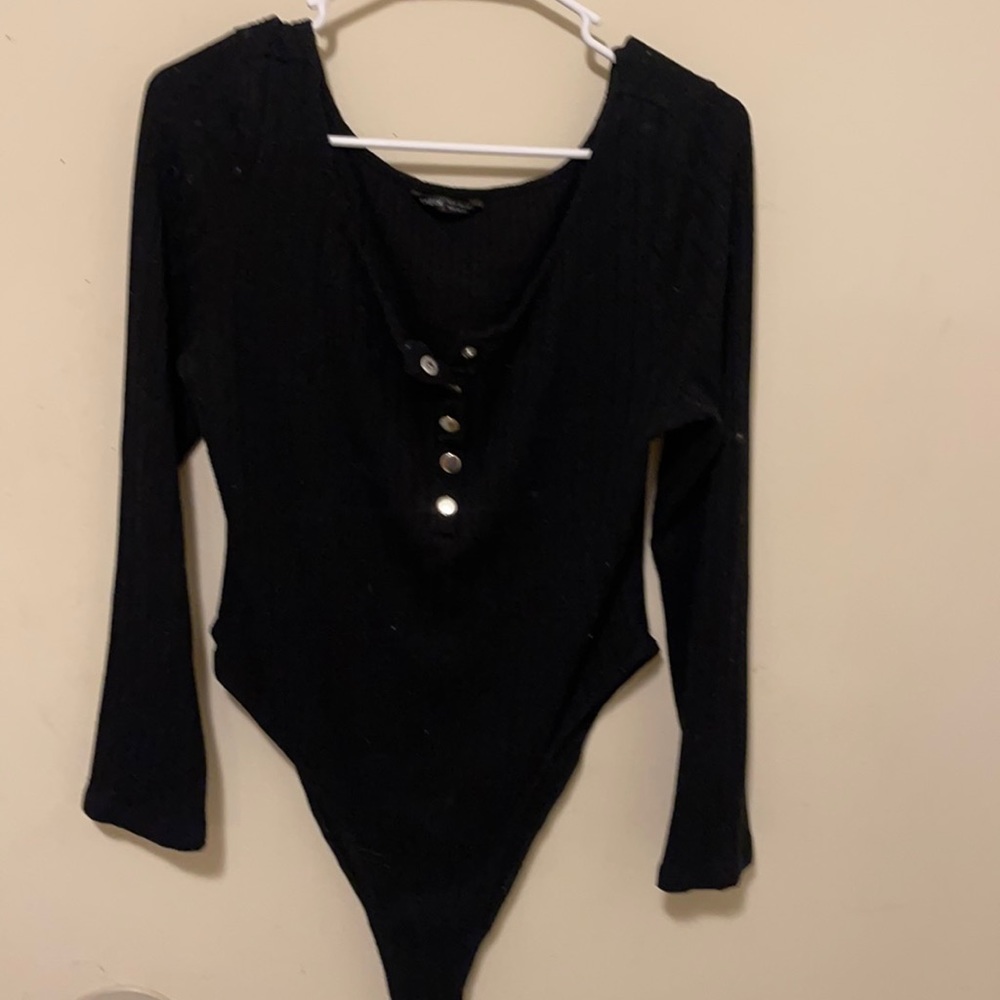 Black, long sleeve bodysuit